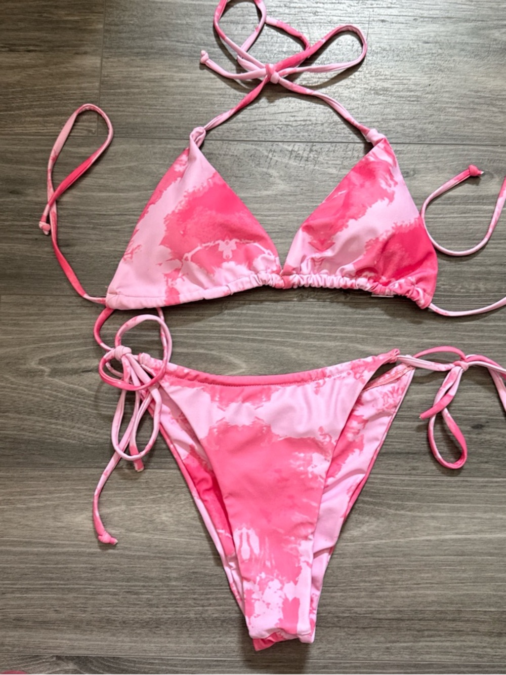 ***Bundle 2 for $10*** Pink Zaful Tie-Dye Triangle String Bikini Medium